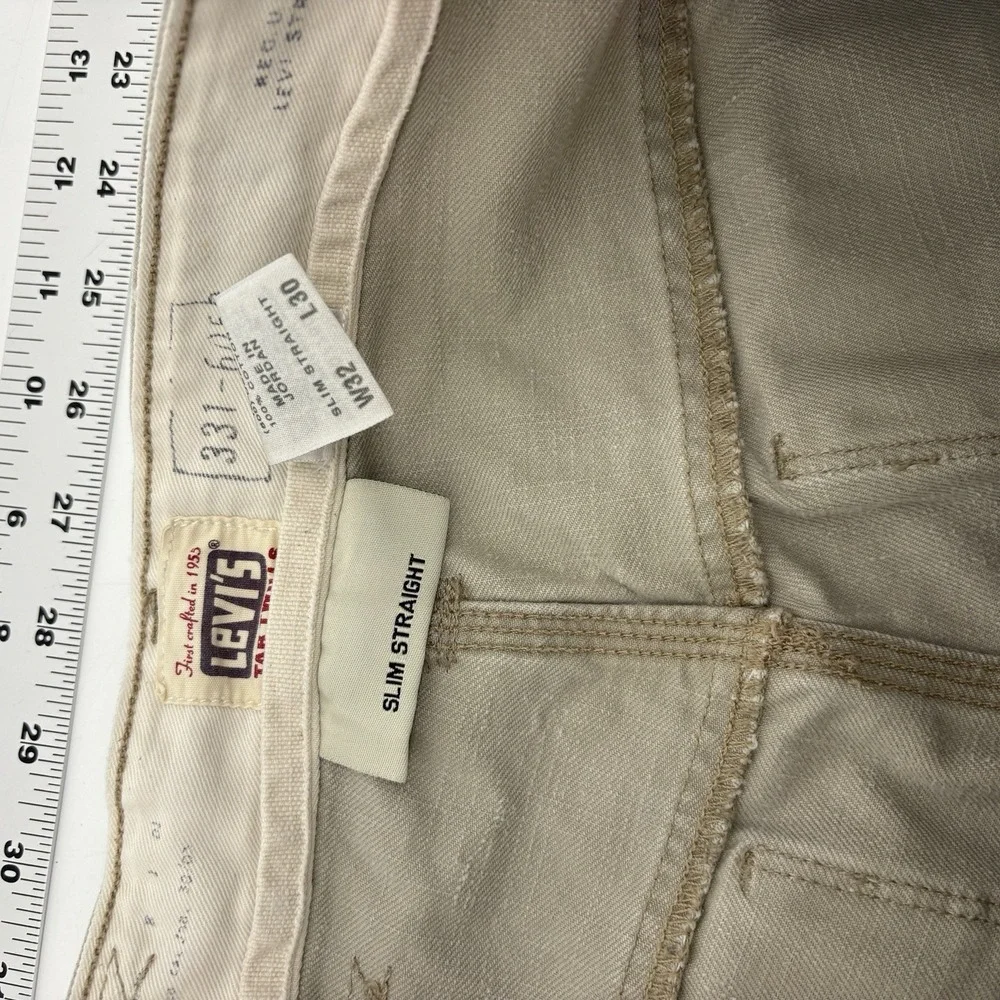Vintage Levis Tab Twills Pants Beige Slim Straight Work Wear Y2K White Tab 32X30